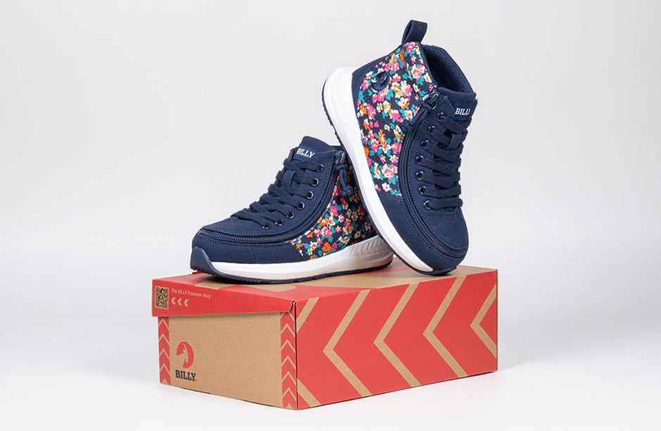 Navy Floral BILLY Goat Classic High Top AFO-Friendly Shoes